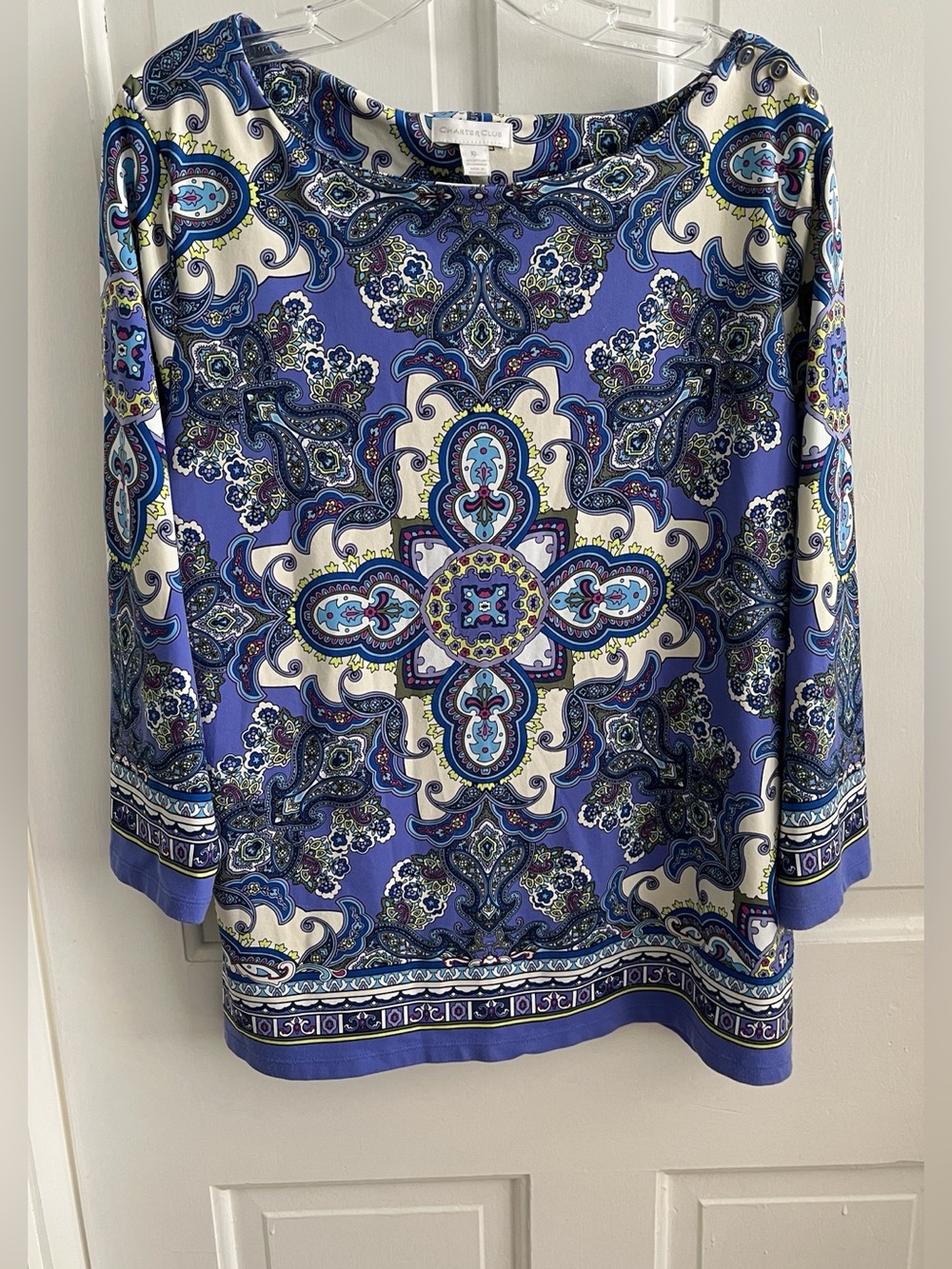 Charter Club XL Purple multicolor paisley knit top